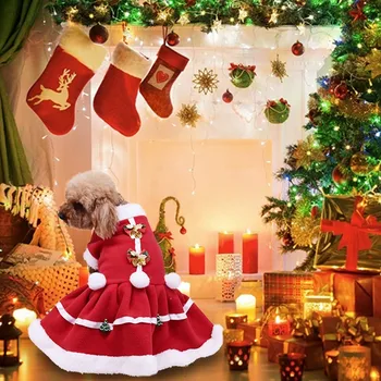 Pet Rudenī Un Ziemā Silts Apģērbs Suņu Meitenes Kostīms, Sarkana Kleita Kokvilnas Ziemassvētki Suņu Kostīmu yorkie Chihuahua Kaķu Apģērbu