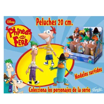 Phineas & Ferb Plīša 15-20-23 cm - 3 dažādi modeļi, ar galvu, rokām un kājām plastmasas COLECIONA ar PERSONAJA