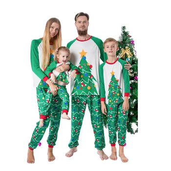 Pieaugušo Bērnu Ziemsvētki Puse Naktsveļu Uzstādīt Ziemassvētku Pidžamu Komplekts 2 Gabals Sleepwear Kokvilnas Pieaugušo Kids Sleepwear Ģimenes Atbilstošas Drēbes