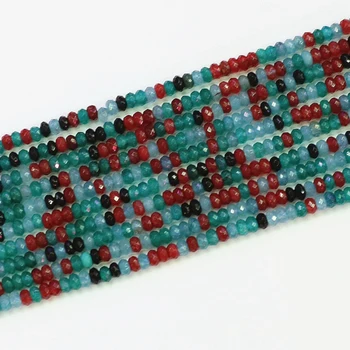Piekariņi multicolor akmens halcedons izgatavots 2*4mm jaunu slīpētas rondelle abacus zaudēt krelles diy karstā pārdošanas rotaslietas secinājumi 15inch B579