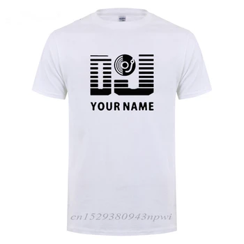 Pielāgot Ar Savu Vārdu, Logo DJ Personalizētu Uzvārds Drukāti T Krekls Vīriešiem Vīriešu Īsām Piedurknēm Hip Hop T-Krekls Kokvilnas Tshirt
