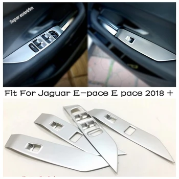 Piemērota Jaguar E-pace E tempu 2018 - 2020 ABS Iekšpuse Iekšējās Durvis, roku Balsts, Logu, Stikla Lifta Pogu Vāciņš Melns, Matēts Oglekļa Šķiedras