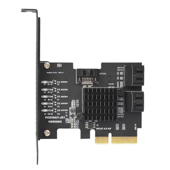 Pievienot Kartes PCI-E SATA PCI Express SATA 3 Kontroliera SATA PCIE HUB 5 Ostas SATA3 6Gbps Adapteris + Zema Profila Kronšteins Desktop