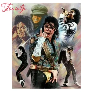 Pilna kārtu & kvadrātveida dimanta izšuvumi slavens dziedātājs dimanta krāsošana Michael Jackson mozaīkas biezumu priekšstatu par rhinestone