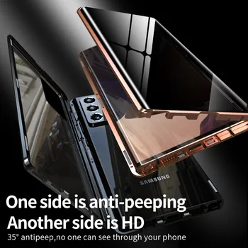 Pilna Ķermeņa Anti-spiegu Metāla Case For Samsung Galaxy Note 20 Ultra Privātuma Gadījumā Anti-Peeping, Rūdīta Stikla Vāks, Ņemiet vērā, 20 Ultra