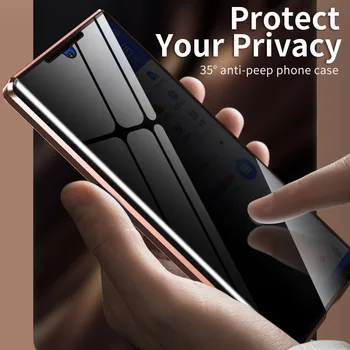 Pilna Ķermeņa Anti-spiegu Metāla Case For Samsung Galaxy Note 20 Ultra Privātuma Gadījumā Anti-Peeping, Rūdīta Stikla Vāks, Ņemiet vērā, 20 Ultra