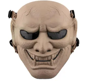 Pilnu Sejas Airsoft Maska Halloween Kostīmu Cosplay Ļauno Dēmonu Monster Kabuki Samurai Hannya Oni Pilnībā Segtu Prajna Maskas