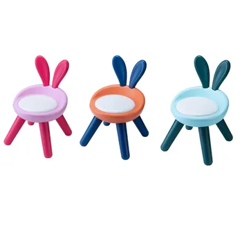 Plastmasas Solis Taburete ar Muguras Atbalstu, Anti Slip 4 Kājām Solis Taburete Bērniem Zīdainis, Bērns Cute Pet Trušu Krēsls