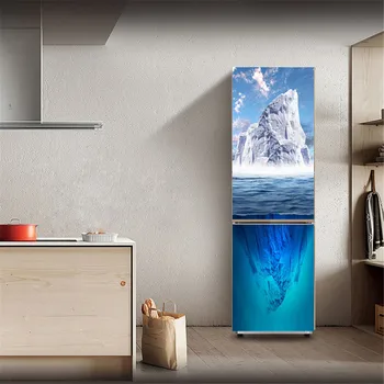 Pludmales Okeāna Aisbergs Ledusskapis Uzlīme Pilnu Filmu ainavu Noņemams Renovācijas Saldētavas Durvju Vāka Uzlīmes, Virtuves Mēbeles