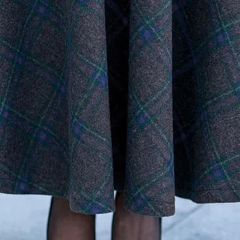 Plus Izmērs 3XL Augsta Vidukļa Svārki faldas mujer moda 2019 Sieviešu Maxi Vilnas Svārki Elastīgs Viduklis Elegants Birojs Dāma Ilgi Pleds Svārki