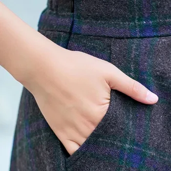 Plus Izmērs 3XL Augsta Vidukļa Svārki faldas mujer moda 2019 Sieviešu Maxi Vilnas Svārki Elastīgs Viduklis Elegants Birojs Dāma Ilgi Pleds Svārki