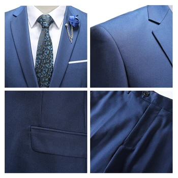 Plyesxale Mens Zilā Kāzu Tērpi Luksusa Zīmolu Vīriešu Biznesa Uzvalki 2018 Jaunāko Korejiešu Modes Vienu Pogas Uzvalkā Vīriešu Slim Fit Q103