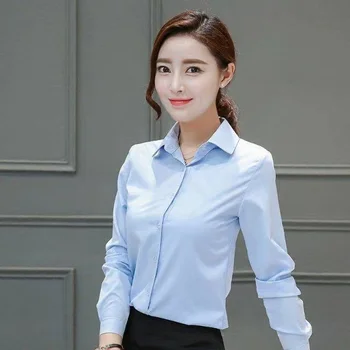 Plānas / plīša rudens / ziemas jauno balto sieviešu krekls ar garām piedurknēm korejas slim fit gadījuma darbu, valkāt siltu kreklu profesionālās valkā