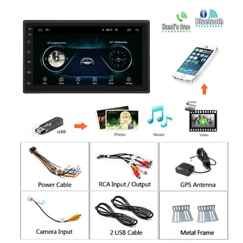 Podofo 2DIN Android 8.1 Auto Radio Multimediju Atskaņotājs, 2 din GPS, Ford, Toyota, Nissan Volkswagen, Skoda LADA Hyundai Kia Suzuki