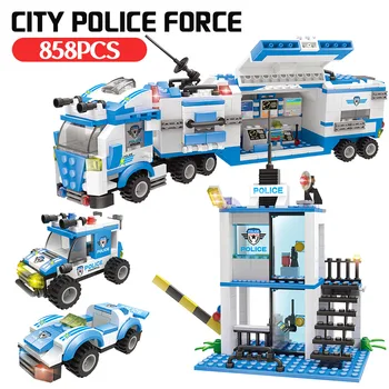 Policijas Celtniecības Bloki Savietojami Pilsētas Pretterorisma Modelis Policijas Iecirknī + Policijas Celtniecības Tehnikas Komplekts Bērniem Rotaļlietas