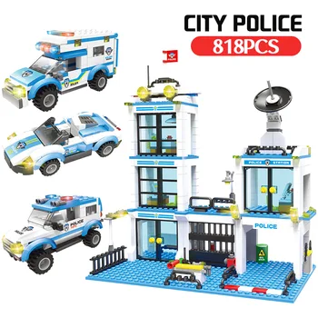 Policijas Celtniecības Bloki Savietojami Pilsētas Pretterorisma Modelis Policijas Iecirknī + Policijas Celtniecības Tehnikas Komplekts Bērniem Rotaļlietas