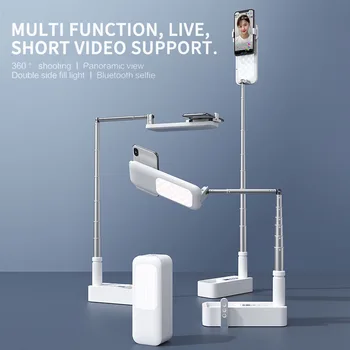 Portable Tālruņa Turētāja Statīvs Ar Bezvadu Aptumšojami LED Selfie Aizpildīt Gaismas Lampas Live Video Aizpildīt Gaismas Bagāžnieka Tālrunis Stāvēt