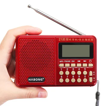 Portatīvie Radio FM/AM/SW 21 Datumi Ciparu Taustiņš Izvēles Mini Teleskopisko Antenu Kabatas MP3 TF USB Uztvērējs Āra Skaļrunis