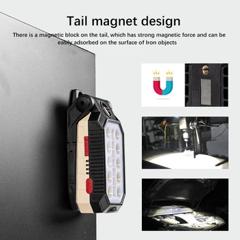 Portatīvo COB Darbi Gaismas USB Uzlādējams LED Lukturītis Regulējams Ūdensizturīgs Kempings Laternu Magnētu Dizains, ar Jaudas Displeju