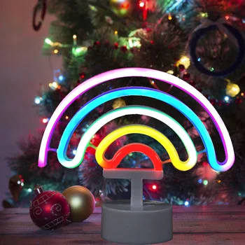 Praktiski LED Rainbow Neona Gaismas Sienas Art Zīme, Gaismas Multi-funkcionālo Ērta Guļamistaba Dekorēšana Atmosfēru Lampas