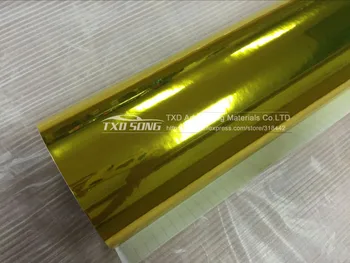 Premium Augstas elastīgu Ūdensizturīgu UV Aizsargātas zelta Chrome Mirror Vinyl Wrap Lapa filmiņa Auto Uzlīme Decal Lapa