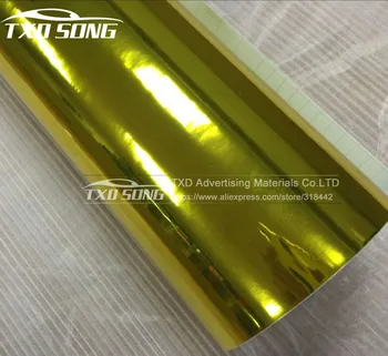 Premium Augstas elastīgu Ūdensizturīgu UV Aizsargātas zelta Chrome Mirror Vinyl Wrap Lapa filmiņa Auto Uzlīme Decal Lapa