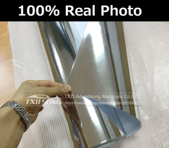 Premium Augstas elastīgus spogulis sudraba Chrome Mirror elastīgu Vinila Ietīšana Lapa filmiņa chrome mirror vinila uzlīmes