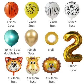 Prieks-Enlife 1 2 3 Dzimšanas dienas balons 18pcs Dzīvnieku Alumīnija Folijas gaisa balons, Dzimšanas dienas svinības Apdare Bērniem 0-9 Numuru Baloni