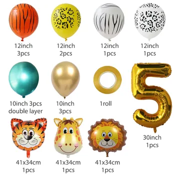 Prieks-Enlife 1 2 3 Dzimšanas dienas balons 18pcs Dzīvnieku Alumīnija Folijas gaisa balons, Dzimšanas dienas svinības Apdare Bērniem 0-9 Numuru Baloni