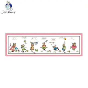 Prieks svētdiena karikatūra stils Laimīgs pelēm bezmaksas skaitot cross stitch ziemassvētku dāvanu izšūšanas komplekts bērniem