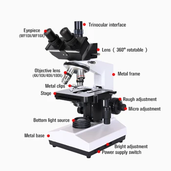 Profesionālās Lab bioloģisko HD trinokulara tālummaiņas mikroskopa 1600X okulāru elektronisko digitālo 7 collu LCD led Gaismas tālruņa stāvēt USB
