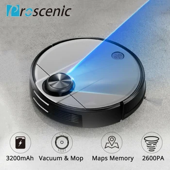 Proscenic M6 Pro Robots putekļsūcējs 2600Pa IPNAS 3.0 Reālā laika Kartes Atmiņa 2-in-1 Vakuuma & Mop Atbalstu, Alexa, Google Palīgs