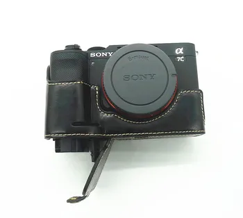 Pu Ādas Fotokameras soma Soma Aizsardzības Pusē Pārsegs Bāzes Sony A7C Alfa 7C ILCE-7C Kameras