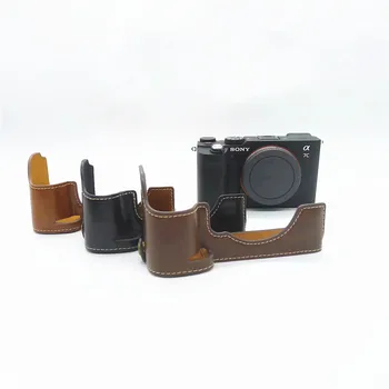 Pu Ādas Fotokameras soma Soma Aizsardzības Pusē Pārsegs Bāzes Sony A7C Alfa 7C ILCE-7C Kameras