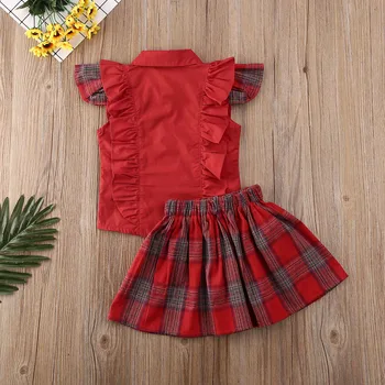 Pudcoco Jaunākās Modes Baby Toddler Meitene vienkrāsainu Apģērbu bez Piedurknēm Savirmot Topi Pledi Mini Svārki 2gab Apģērbs Apģērbs