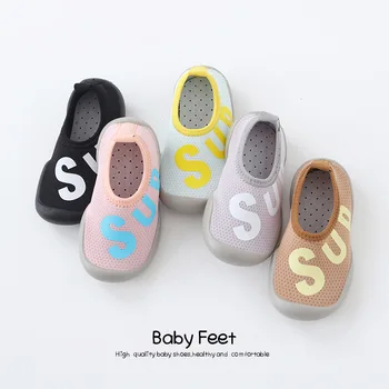 Puiku apavi zeķes ar neslīdošu toddler zeķes apavi mazulim meitene mīksta gumijas zole zeķes, kurpes sup par auntum un pavasara 0-3 gadi