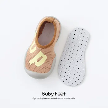 Puiku apavi zeķes ar neslīdošu toddler zeķes apavi mazulim meitene mīksta gumijas zole zeķes, kurpes sup par auntum un pavasara 0-3 gadi