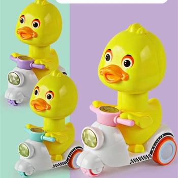 Pull Atpakaļ, Nospiediet Mazo Dzeltenā Pīle Bērnu Bērniem Rotaļlietas Inerces Karikatūra Motocikla Auto Pulksteņa Pīles Vēja Rotaļlietas Bērniem