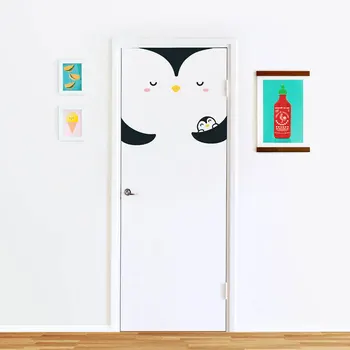 Pumi Pingvīns, durvju decal Sienas decal bērniem telpām un audzētavas, Dzīvnieku Decal Pingvīns Decal gudrs, funny durvju dekori K523