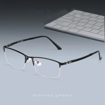 Puse kadra modes biznesa brilles rāmis vīriešu ērti titāna rāmi ultravieglajiem optisko recepšu brilles P989