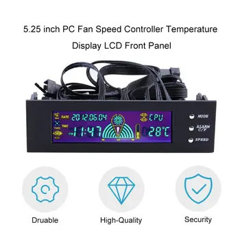 Pārdošanas! LCD Panelis CPU Ventilatora Ātruma regulators Temperatūras Displejs 5.25 collu PC Ventilatora Ātruma regulators Piliens Kuģniecība
