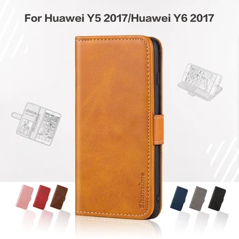Pārsegu, Lai Huawei Y5 2017 Biznesa Luksusa Ādas Ar Magnētu Seifs Gadījumā Huawei Y6 2017 Tālruņa Vāciņu