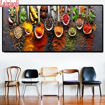 Pārtikas Glezna Mūsdienu Garšvielas dimanta krāsošana pilnu kvadrātveida kārtas urbt Virtuves Restorāns, Mājas Apdares izšuvumi mozaīkas mākslas