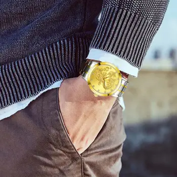 Pūķis Skatīties Vīrieši Luksusa Nerūsējoša Tērauda Kvarca Pulksteņi Mode Vīriešu Sporta Pulksteņi Zelta Vīriešu Rokas pulksteni Relogio