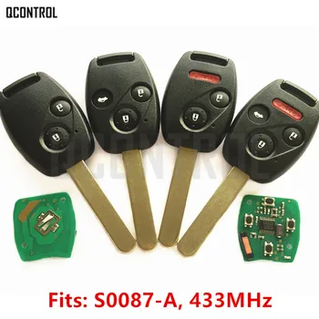 QCONTROL Tālvadības Atslēga Honda S0087-A Accord Elements Izmēģinājuma Civic CR-V, HR-V Fit Ieskatu City Jazz Odyssey ar ID46 Chip