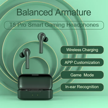 QCY T5Pro Wirless Bluetooth Austiņas in-ear atzīšanu atbalsta PROGRAMMU vadības ar bezvadu lādēšana