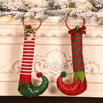 QIFU Elf Zābaki Ziemassvētku Rotājumu Ziemassvētku Dekori Mājas Ziemassvētku 2019 Koka Kulons Navidad Adornos Laimīgu Jauno Gadu 