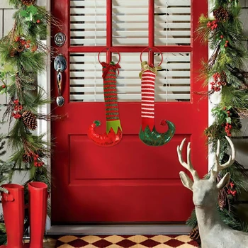 QIFU Elf Zābaki Ziemassvētku Rotājumu Ziemassvētku Dekori Mājas Ziemassvētku 2019 Koka Kulons Navidad Adornos Laimīgu Jauno Gadu 