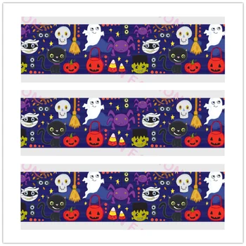 Q&N lentes 50Yards 16mm-75mm Halloween monster galvaskausa Grosgrain/IENAIDNIEKU Lenšu DIY Loku Kuģiem, Kāzas, Ziemassvētku Puse Apdares