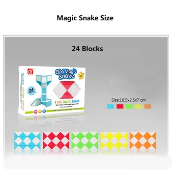 QiYi 24 Bloki Burvju Valdnieks Cube multicolor Dīvaini-veidot Izglītības Puzzle Bērniem Puzzle Burvju Čūska Klucīšus Bērniem, Rotaļlietas, Dāvanu